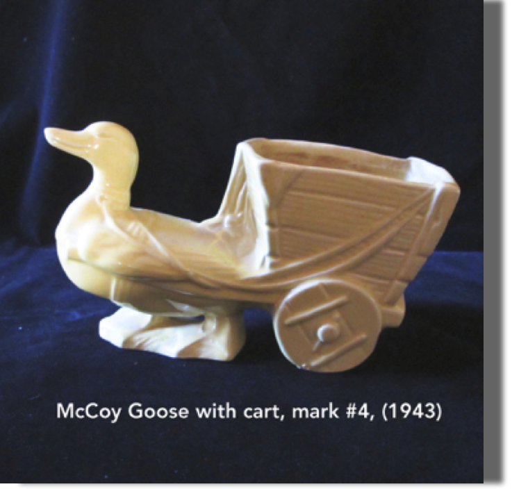 McCoy goose with cart flower planter, market USA, 8" long by 4" high