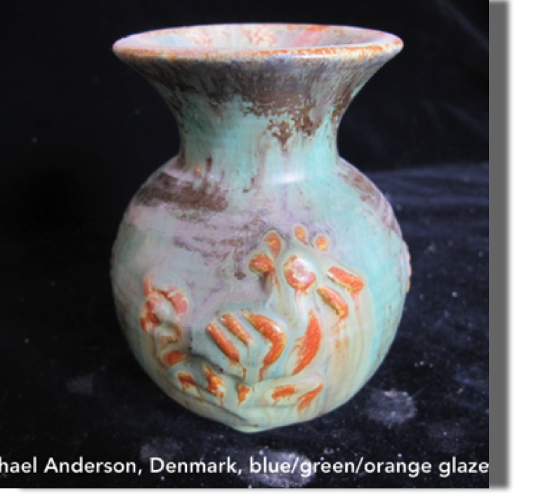 From Crone's Collectibles collection
Michael Anderson, artist, Denmark with green and orange glaze with rooster