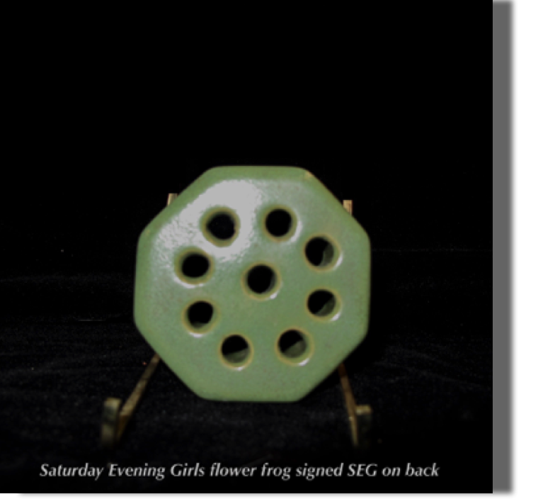 Saturday Evening Girls
 flower frog in matte green