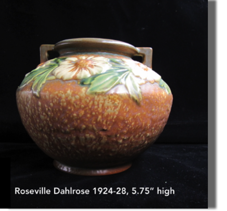 Roseville Dahlrose 1924-28 - 5.75" high pot with two handles