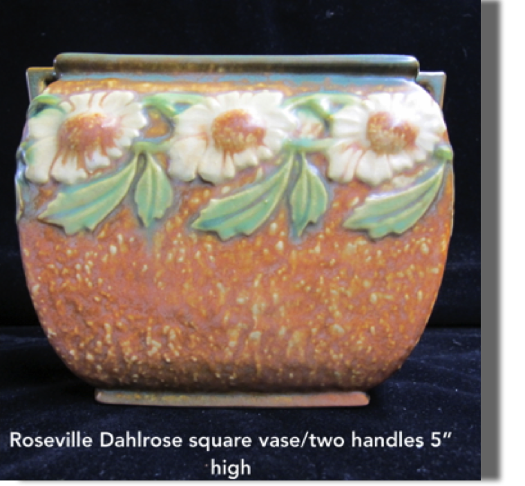 Roseville Dalhrose 1924-28, square vase with two handles - 5" high