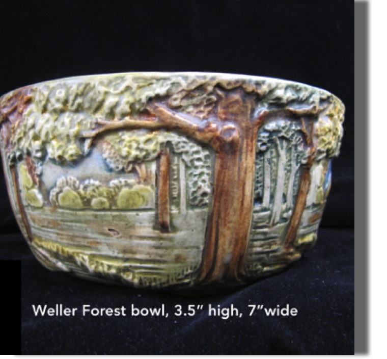 Forest introduced in mid-teens to 1928, 3.50" high, 7" wide, nice color and definition, Designed by Rudolph Lorber inspired by the country side scenery he observed from a train window.