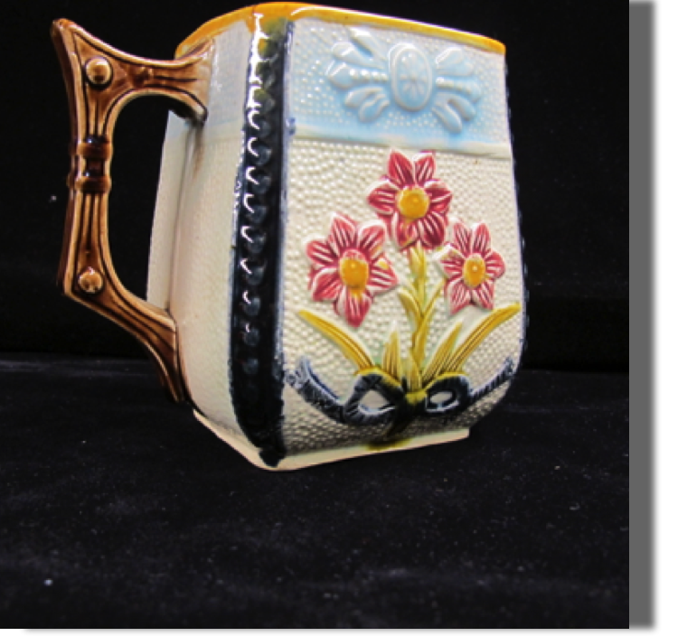 Sharkskin and floral bow pitcher - 8.5" high